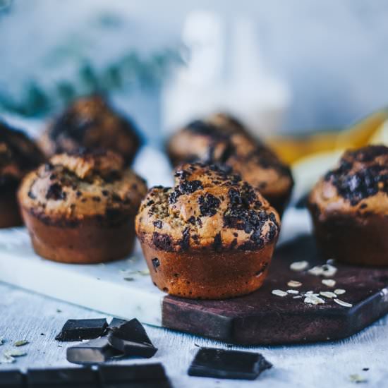 Oatmeal PB Banana Muffins