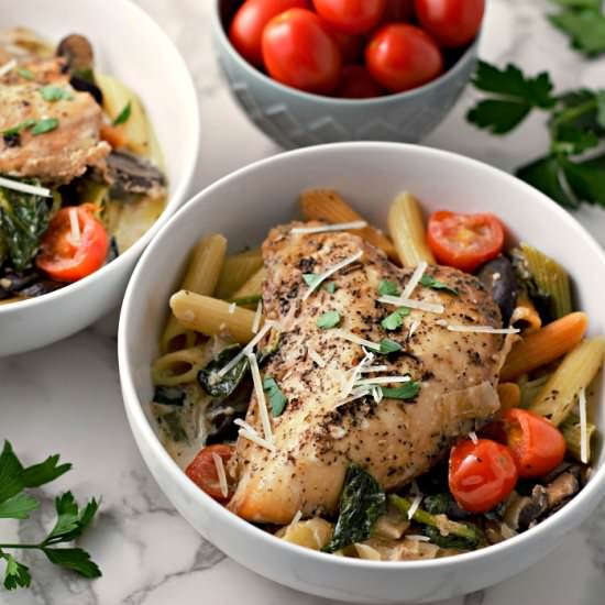 Slow Cooker Tuscan Chicken and Penne