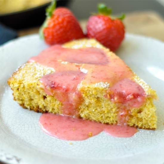 Strawberry Cornmeal Skillet Cake