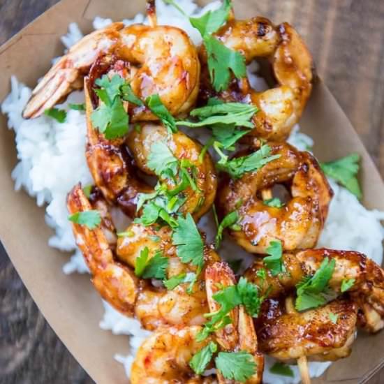 Raspberry Chipotle Shrimp Skewers