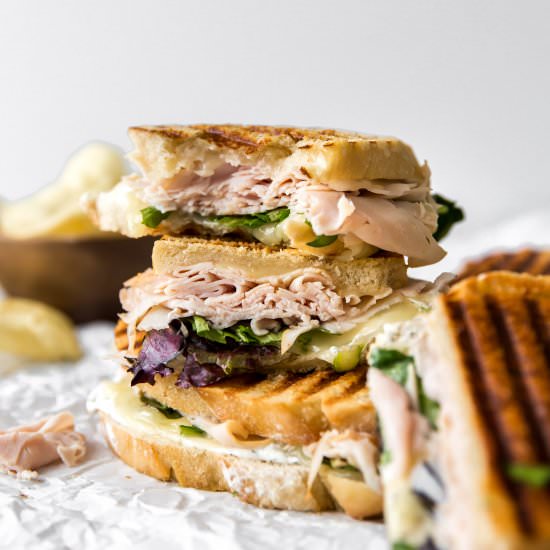 Cheesy Turkey & Dill Paninis