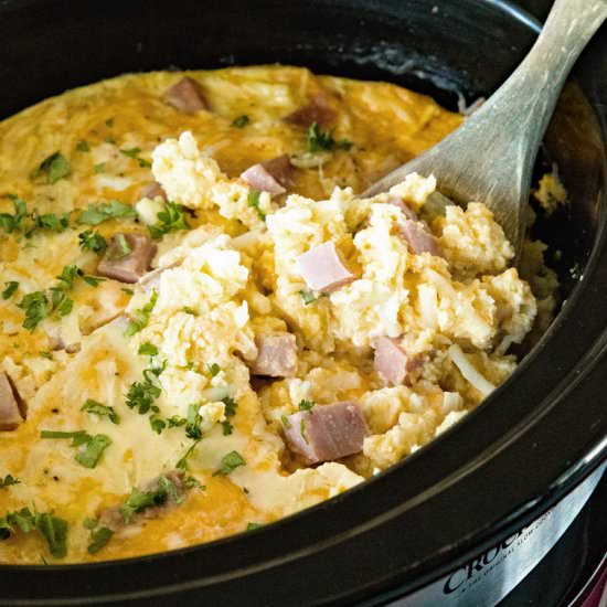 Cheesy Ham Crock Pot Breakfast