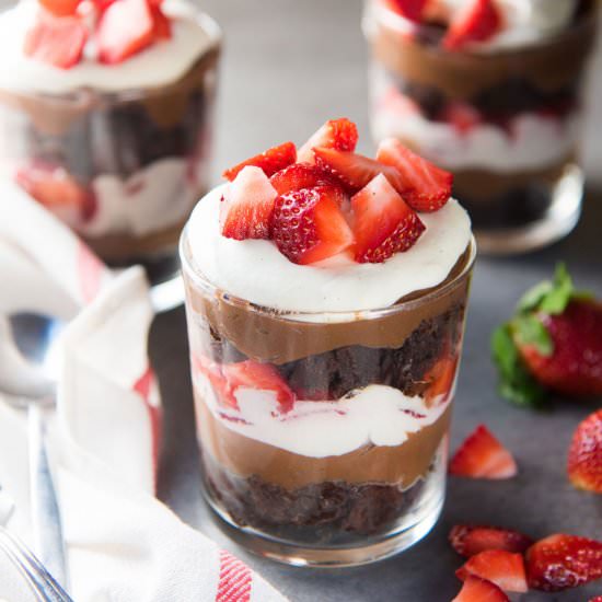 Strawberry Chocolate Brownie Trifle