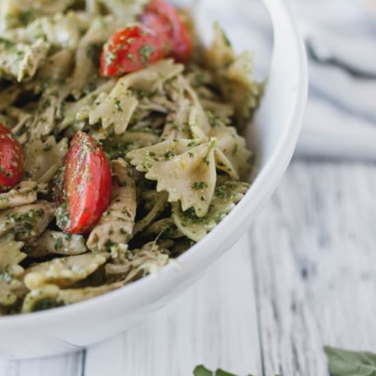 Lemony Mint Pesto Pasta Salad