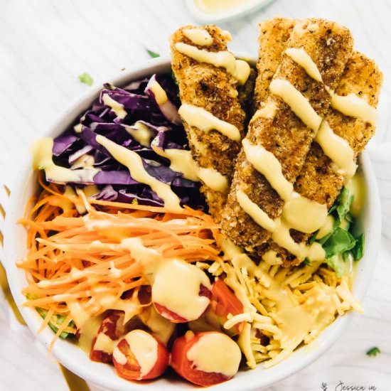 Vegan Crispy Cajun Fried Chicken Salad