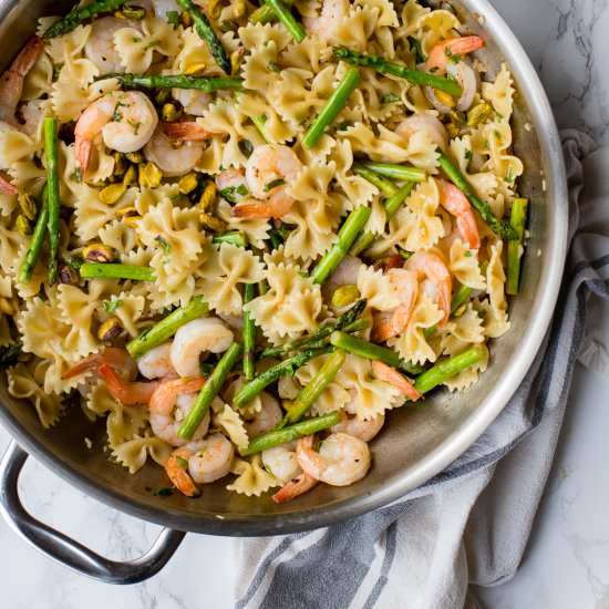 Lemon Asparagus Pasta w/ Shrimp
