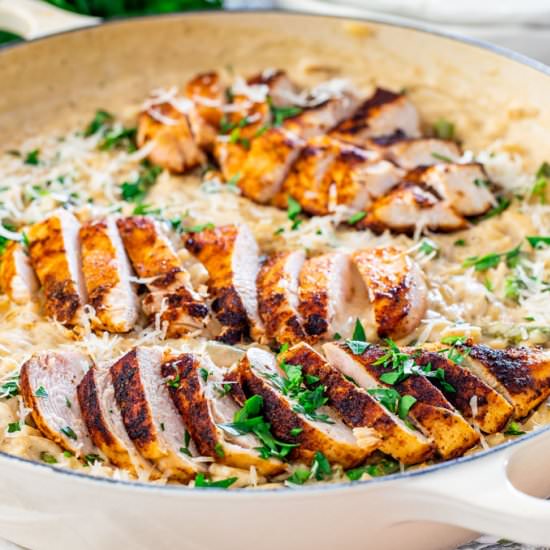 Creamy Parmesan Orzo with Chicken