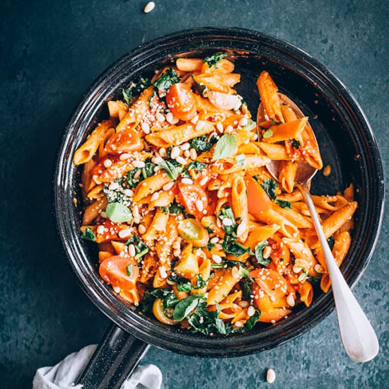 Lentil Pasta with Kale, Vegan