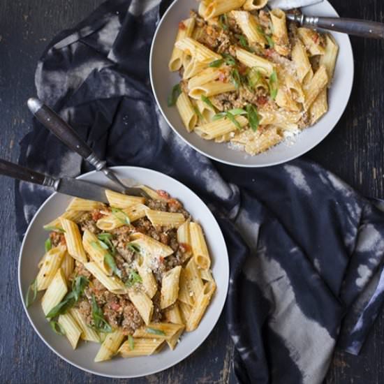 Pork Sausage and Penne Bolognese