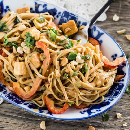 Thai Peanut Noodles with Golden Tofu
