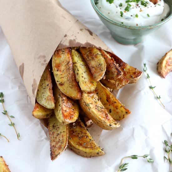 Garlic Herb Potato Wedges