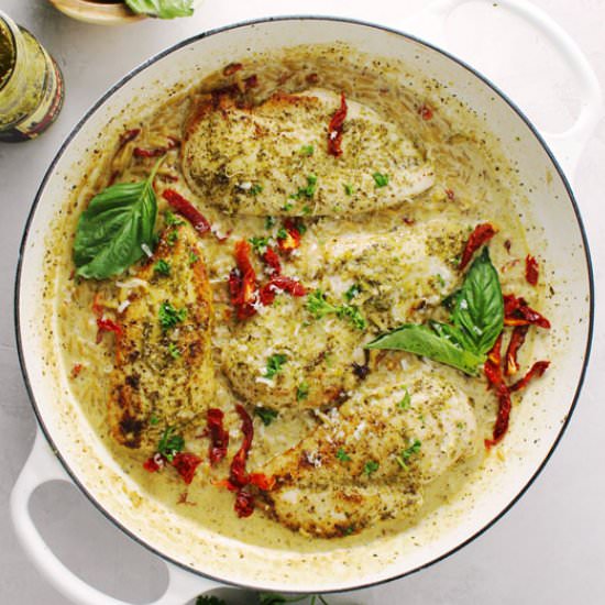 Creamy Basil Pesto Chicken