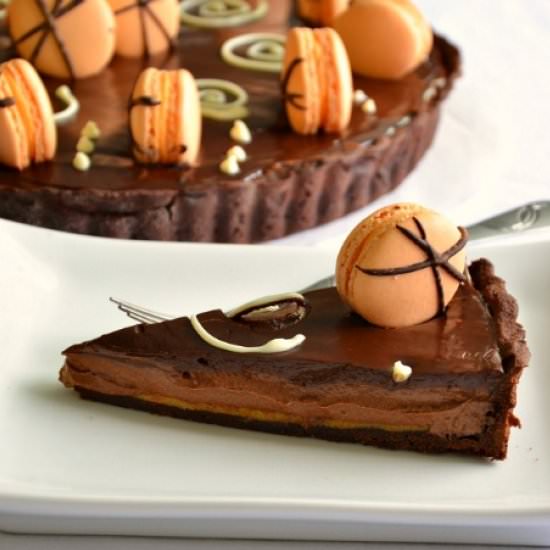 Chocolate mango tart