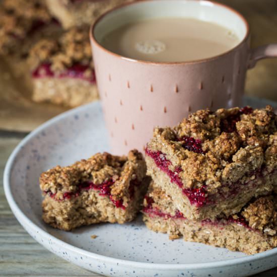 Oat and Raspberry Crumble Bars