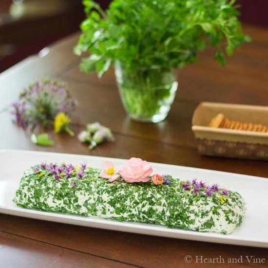 Herb Cheese with Edible Flowers