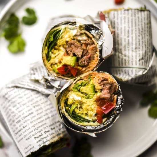 Carne Asada Breakfast Burritos