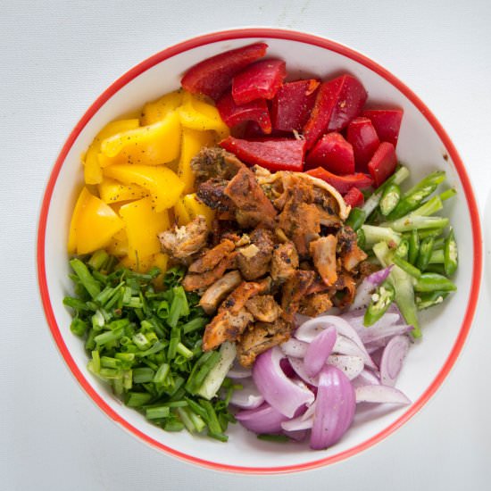 chicken Salad with leftover kebabs