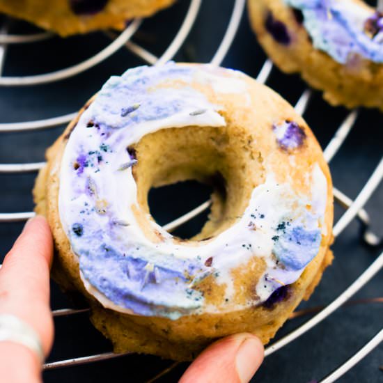 lemon cream glazed blueberry donuts