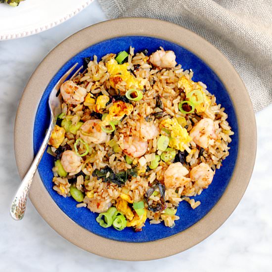 Shrimp Fried Rice with Red Kale