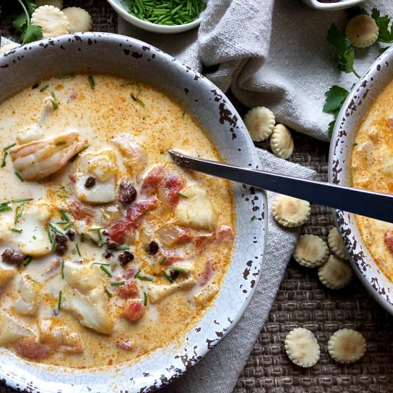 Blushing Seafood Chowder