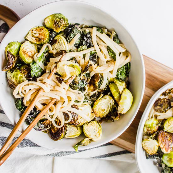 Kale + Brussels Noodle Bowls