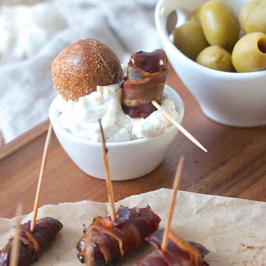 dates wrapped in bacon