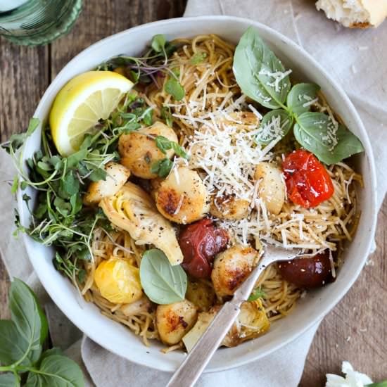 Scallop and Artichoke Pasta