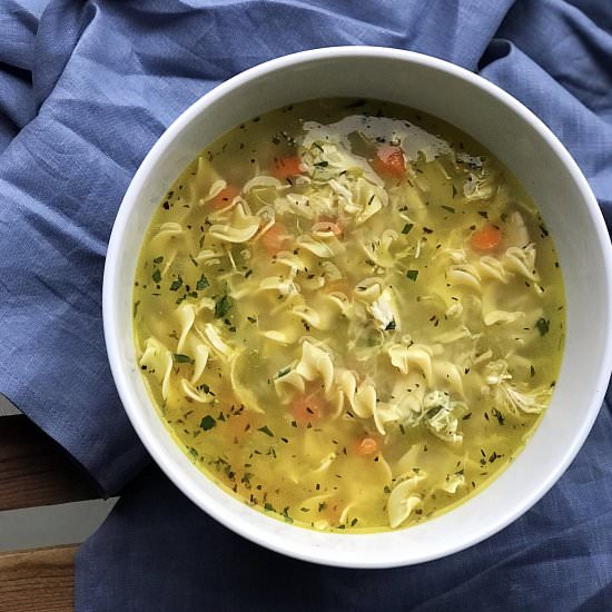 Slow Roasted Chicken Noodle Soup