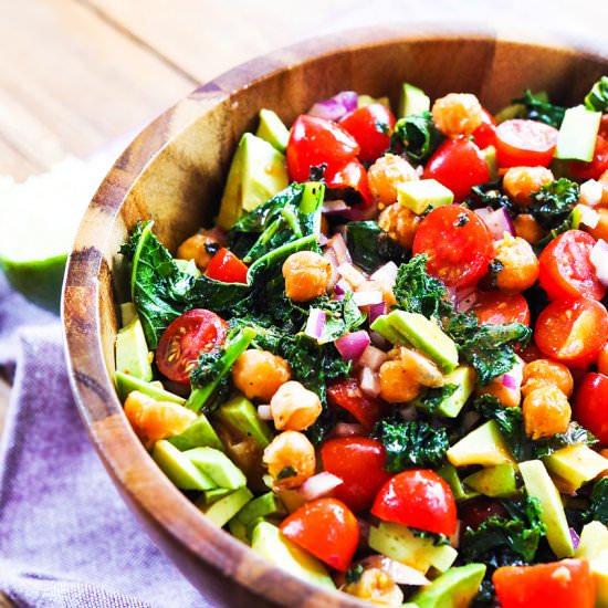 Crispy Kale & Garbanzo Beans Salad