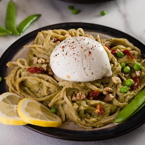 Pea Pesto Pasta with Burrata