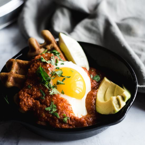 Cornbread Waffle Huevos Rancheros