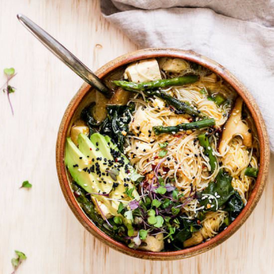 Asparagus Chard Ramen Noodle Bowls