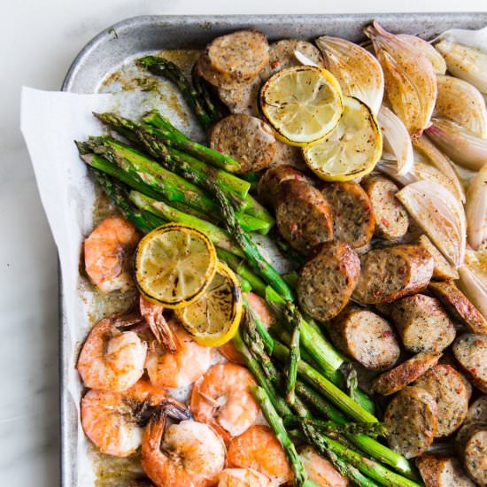 Shrimp and Sausage Sheet Pan Dinner