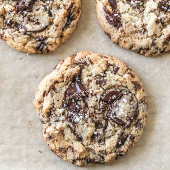 Salted Tahini Choc Chip Cookies