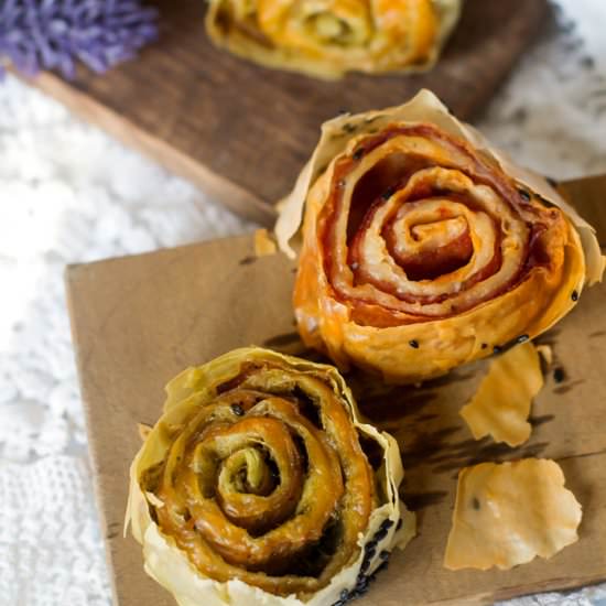 Twice-Baked Fillo Pinwheels