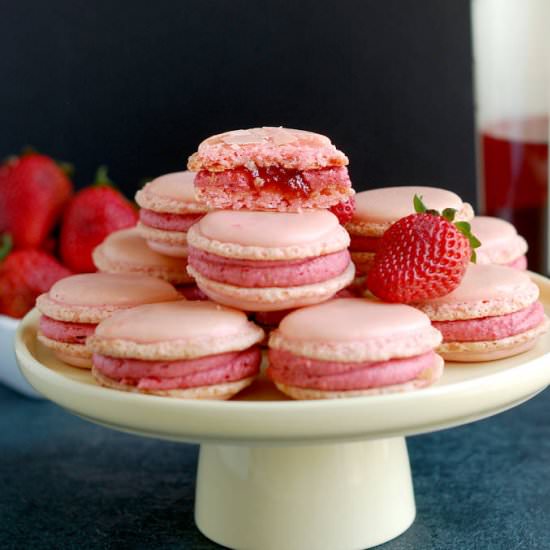 Strawberry & Rosé Wine Macarons