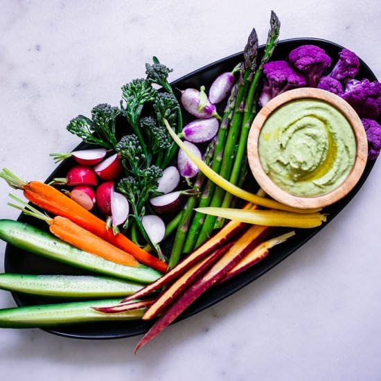 Spring Crudités with Edamame Hummus