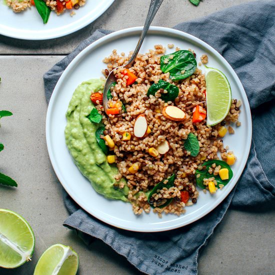 Bulgur & Lentil Salad with Mint Guac