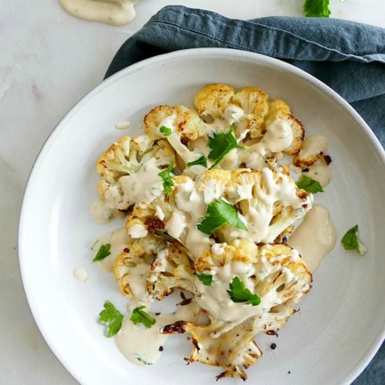 Cauliflower Steaks & Lemon Tahini