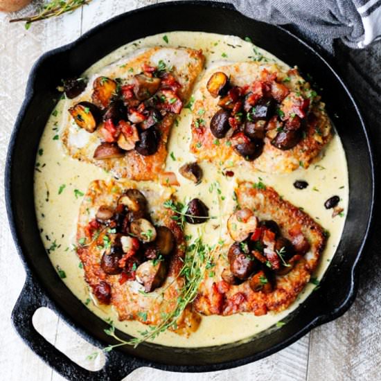 Pork Chops in White Wine Cream Sauc