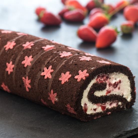 Chocolate Strawberry Swiss Roll