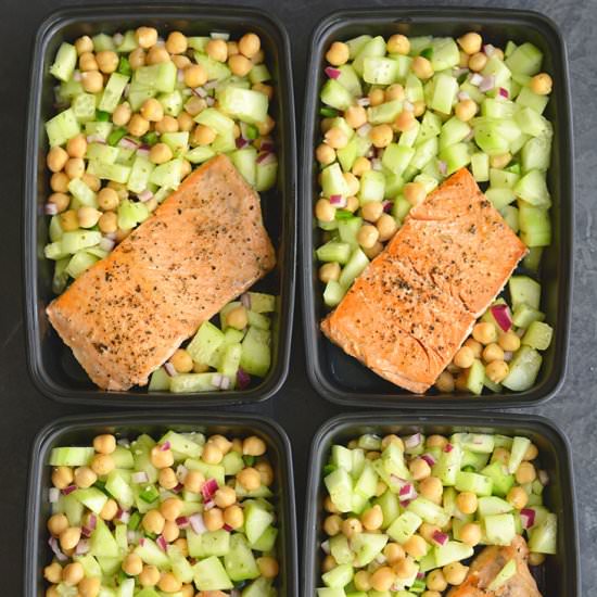SALMON CUCUMBER CHICKPEA SALAD