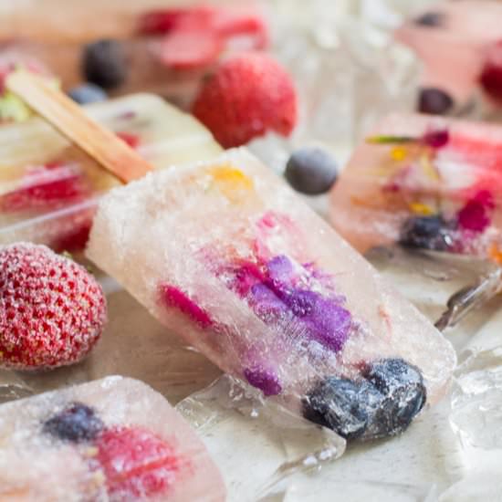 Fruity Edible Flower Rose Popsicles