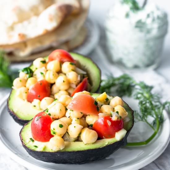 Chickpea Salad Avocado Boats