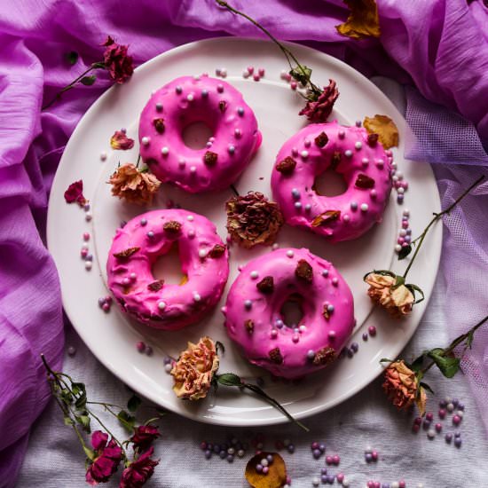 Strawberry Rose Cake Donuts