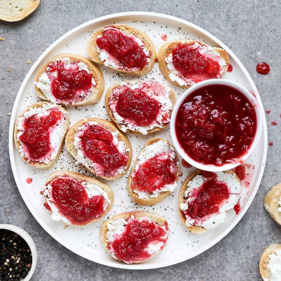 Rhubarb-Shallot Crostini