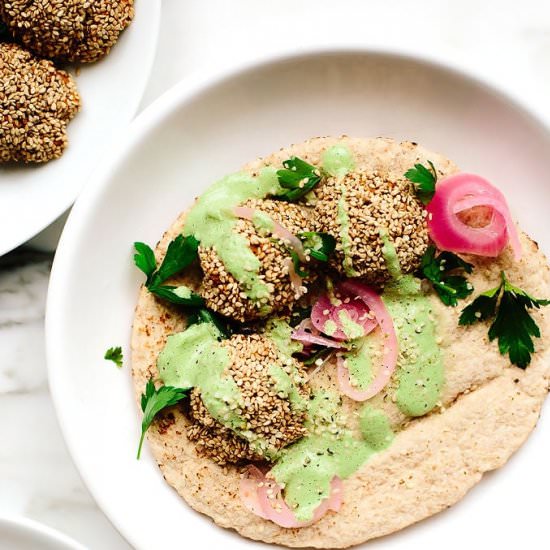 Vegan Sesame-Crusted Carrot Falafel
