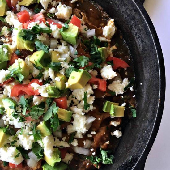 CHILAQUILES WITH AVOCADOS & QUESO