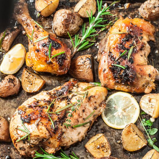 sheet pan roasted greek chicken