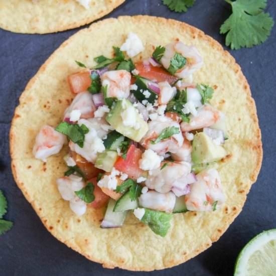 Shrimp ceviche tostadas